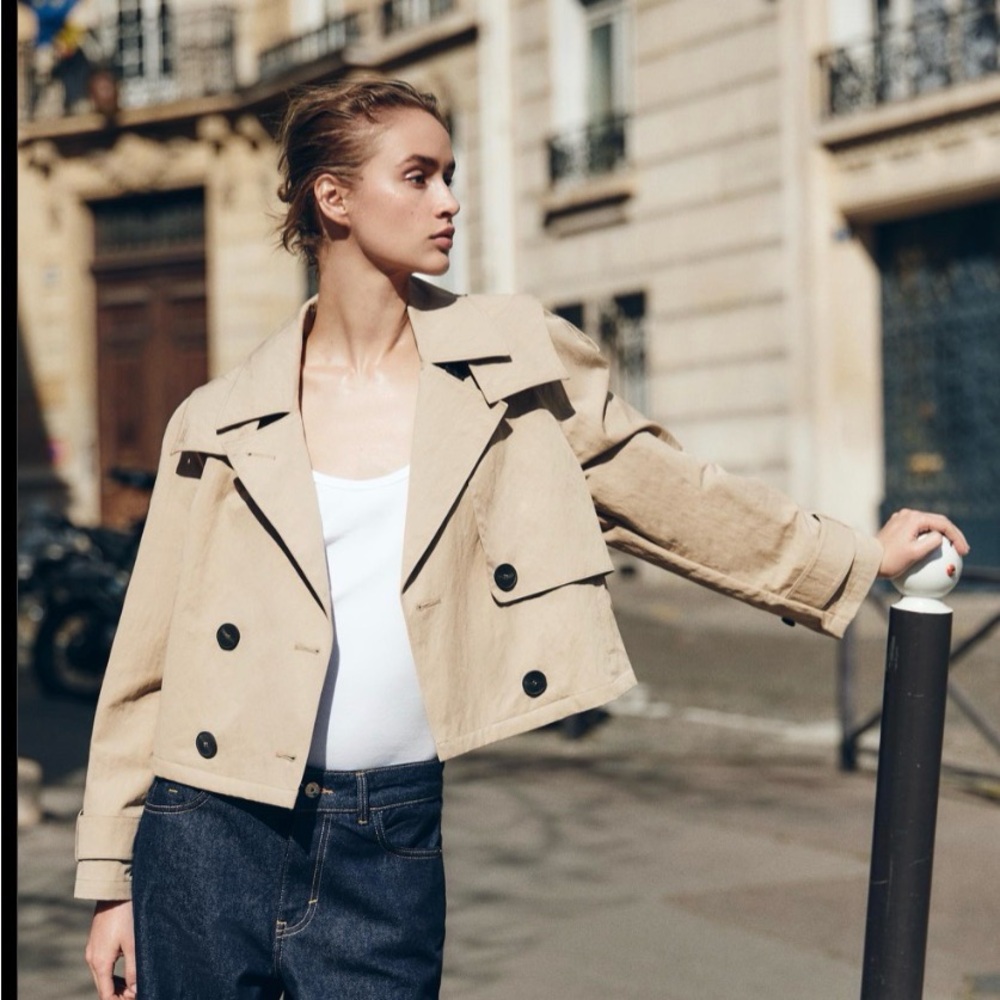 SOLD Zara Beige Double-Breasted Trench Coat